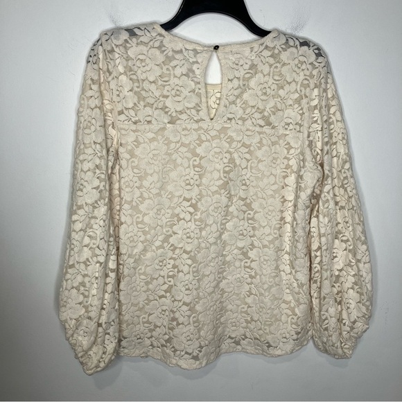Maurices solid‎ lace balloon sleeve blouse cream size large - Picture 6 of 7